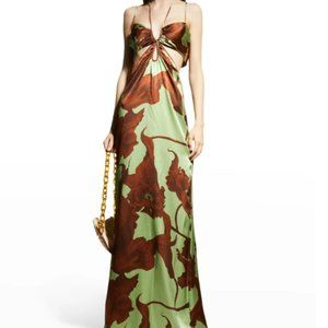 NWT Johanna Ortiz Size 4 Green Silk Maxi Dress